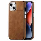 For iPhone 14 Plus Skin-Feel Electroplating TPU Shockproof Phone Case(Brown) - 1