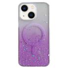 For iPhone 14 Plus Glitter MagSafe Hybrid Clear TPU Phone Case(Purple) - 1