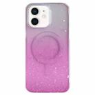 For iPhone 12 Glitter MagSafe Hybrid Clear TPU Phone Case(Pink) - 1