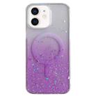 For iPhone 12 Glitter MagSafe Hybrid Clear TPU Phone Case(Purple) - 1