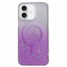 For iPhone 16 Glitter MagSafe Hybrid Clear TPU Phone Case(Purple) - 1