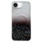 For iPhone 16e Glitter MagSafe Hybrid Clear TPU Phone Case(Black) - 1