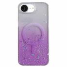 For iPhone 16e Glitter MagSafe Hybrid Clear TPU Phone Case(Purple) - 1