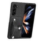 For Samsung Galaxy Z Fold6 Wristband Kickstand Card Wallet Back Cover Phone Case(Black) - 2