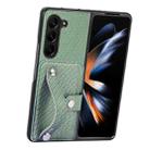 For Samsung Galaxy Z Fold6 Wristband Kickstand Card Wallet Back Cover Phone Case(Green) - 2