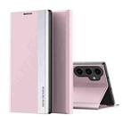 For Samsung Galaxy S23 FE 5G Side Electroplated Adsorption Leather Phone Case(Pink) - 1