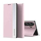 For Samsung Galaxy A15 Side Electroplated Adsorption Leather Phone Case(Pink) - 1