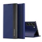 For Samsung Galaxy S24 5G Side Electroplated Adsorption Leather Phone Case(Sapphire Blue) - 1