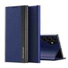 For Samsung Galaxy S24 Ultra 5G Side Electroplated Adsorption Leather Phone Case(Sapphire Blue) - 1