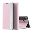 For Samsung Galaxy A55 Side Electroplated Adsorption Leather Phone Case(Pink) - 1