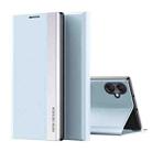 For Samsung Galaxy A06 4G Side Electroplated Adsorption Leather Phone Case(Light Blue) - 1
