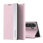 For Samsung Galaxy S24 FE 5G Side Electroplated Adsorption Leather Phone Case(Pink) - 1