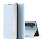 For Samsung Galaxy S24 FE 5G Side Electroplated Adsorption Leather Phone Case(Light Blue) - 1