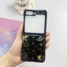 For Samsung Galaxy  Z Flip4 Cosmic Star Glitter Epoxy TPU Phone Case(Black planet) - 1