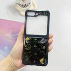 For Samsung Galaxy  Z Flip3 Cosmic Star Glitter Epoxy TPU Phone Case(Black planet) - 1