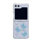 For Samsung Galaxy Z Flip5 Love Epoxy Glitter Sequins Butterfly TPU Phone Case(Light Blue) - 1