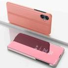 For Samsung Galaxy A06 4G Plated Mirror Horizontal Flip Leather Phone Case with Holder(Rose Gold) - 1