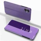 For Samsung Galaxy A06 4G Plated Mirror Horizontal Flip Leather Phone Case with Holder(Violet Blue) - 1