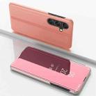 For Samsung Galaxy S24 FE 5G Plated Mirror Horizontal Flip Leather Phone Case with Holder(Rose Gold) - 1