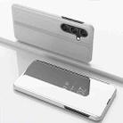 For Samsung Galaxy S25+ 5G Plated Mirror Horizontal Flip Leather Phone Case with Holder(Silver) - 1