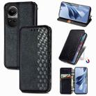 For OPPO Reno10 /10 Pro Global  Cubic Grid Pressed Magnetic Leather Phone Case(Black) - 1