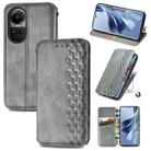 For OPPO Reno10 /10 Pro Global  Cubic Grid Pressed Magnetic Leather Phone Case(Grey) - 1