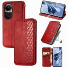 For OPPO Reno10 /10 Pro Global  Cubic Grid Pressed Magnetic Leather Phone Case(Red) - 1