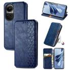 For OPPO Reno10 /10 Pro Global  Cubic Grid Pressed Magnetic Leather Phone Case(Blue) - 1