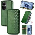 For OPPO Reno10 /10 Pro Global  Cubic Grid Pressed Magnetic Leather Phone Case(Green) - 1