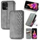 For OPPO Reno9 Pro+ Cubic Grid Pressed Magnetic Leather Phone Case(Grey) - 1