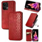 For OPPO Reno9 Pro+ Cubic Grid Pressed Magnetic Leather Phone Case(Red) - 1