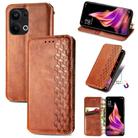 For OPPO Reno9 Pro+ Cubic Grid Pressed Magnetic Leather Phone Case(Brown) - 1