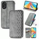 For OPPO A38 Cubic Grid Pressed Magnetic Leather Phone Case(Grey) - 1