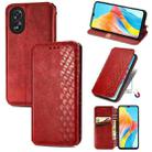For OPPO A38 Cubic Grid Pressed Magnetic Leather Phone Case(Red) - 1