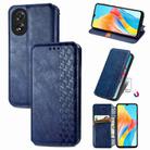 For OPPO A38 Cubic Grid Pressed Magnetic Leather Phone Case(Blue) - 1