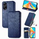 For OPPO A98 Cubic Grid Pressed Magnetic Leather Phone Case(Blue) - 1