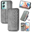 For OPPO A79 5G / A2 5G Cubic Grid Pressed Magnetic Leather Phone Case(Grey) - 1