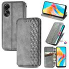 For OPPO A78 4G Cubic Grid Pressed Magnetic Leather Phone Case(Grey) - 1
