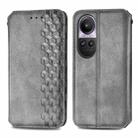 For OPPO Reno10 Pro EU Cubic Grid Pressed Magnetic Leather Phone Case(Grey) - 1