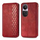 For OPPO Reno10 Pro EU Cubic Grid Pressed Magnetic Leather Phone Case(Red) - 1