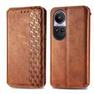 For OPPO Reno10 Pro EU Cubic Grid Pressed Magnetic Leather Phone Case(Brown) - 1