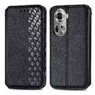 For OPPO Reno11 5G EU Cubic Grid Pressed Magnetic Leather Phone Case(Black) - 1