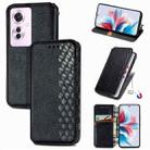 For OPPO Reno11 F 5G Cubic Grid Pressed Magnetic Leather Phone Case(Black) - 1