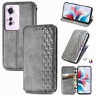 For OPPO Reno11 F 5G Cubic Grid Pressed Magnetic Leather Phone Case(Grey) - 1