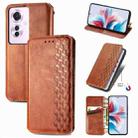 For OPPO Reno11 F 5G Cubic Grid Pressed Magnetic Leather Phone Case(Brown) - 1