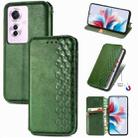 For OPPO Reno11 F 5G Cubic Grid Pressed Magnetic Leather Phone Case(Green) - 1