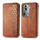 For OPPO Reno11 Pro 5G EU Cubic Grid Pressed Magnetic Leather Phone Case(Brown) - 1