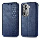 For OPPO Reno11 Pro 5G EU Cubic Grid Pressed Magnetic Leather Phone Case(Blue) - 1