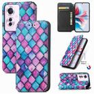 For OPPO Reno11 F 5G CaseNeo Colorful Magnetic Leather Phone Case(Purple Scales) - 1