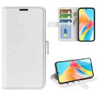 For OPPO A58 R64 Texture Horizontal Flip Leather Phone Case(White) - 1